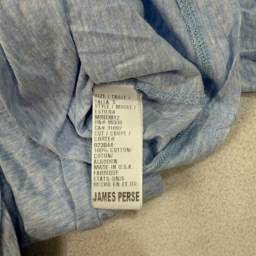 James Perse Standard Polo Shirt Mens XXL Size 5 Blue Long Sleeve Made in USA - Picture 5 of 6